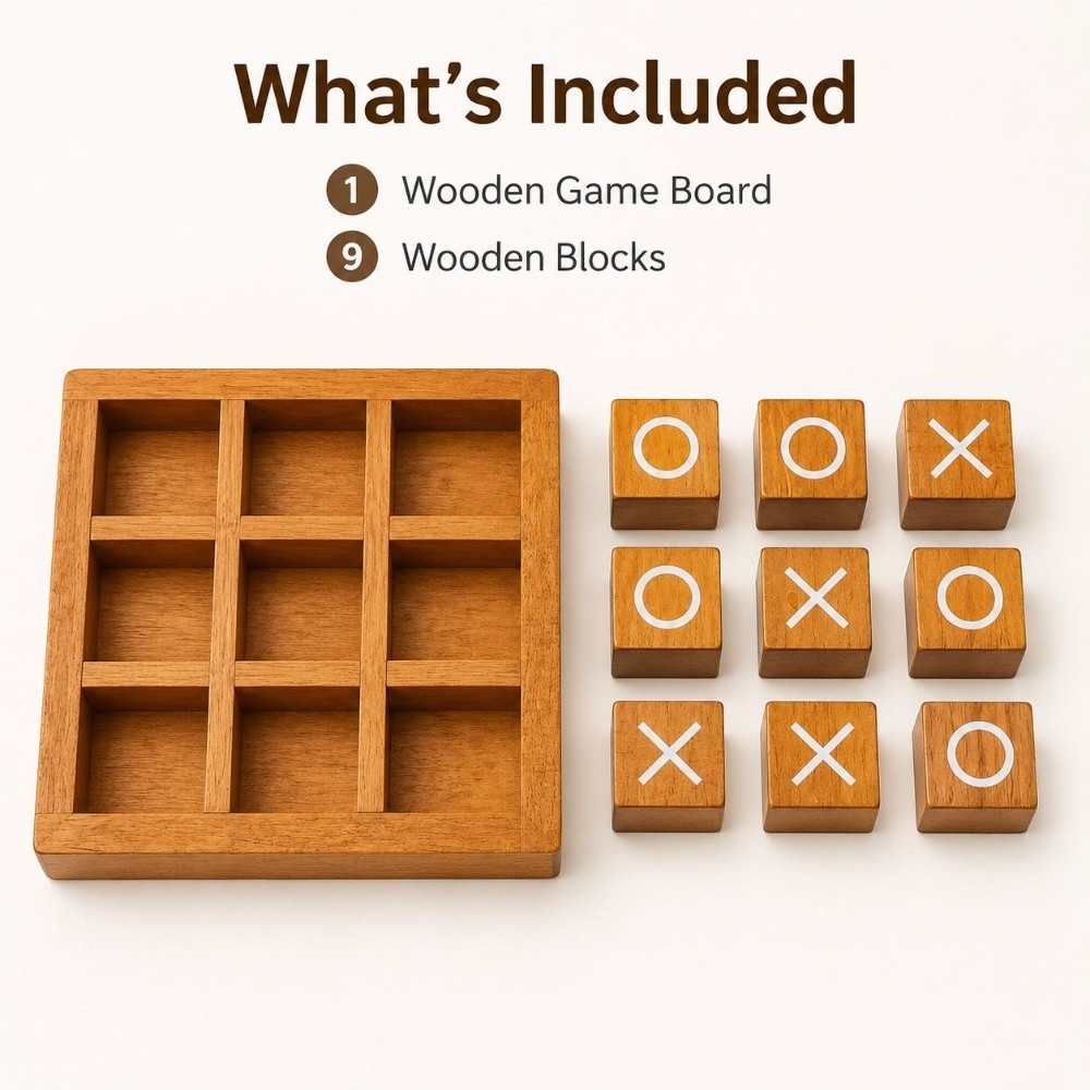 Tic Tac Toe Portátil de Madera - Board Game For 5 Players reseña y precio