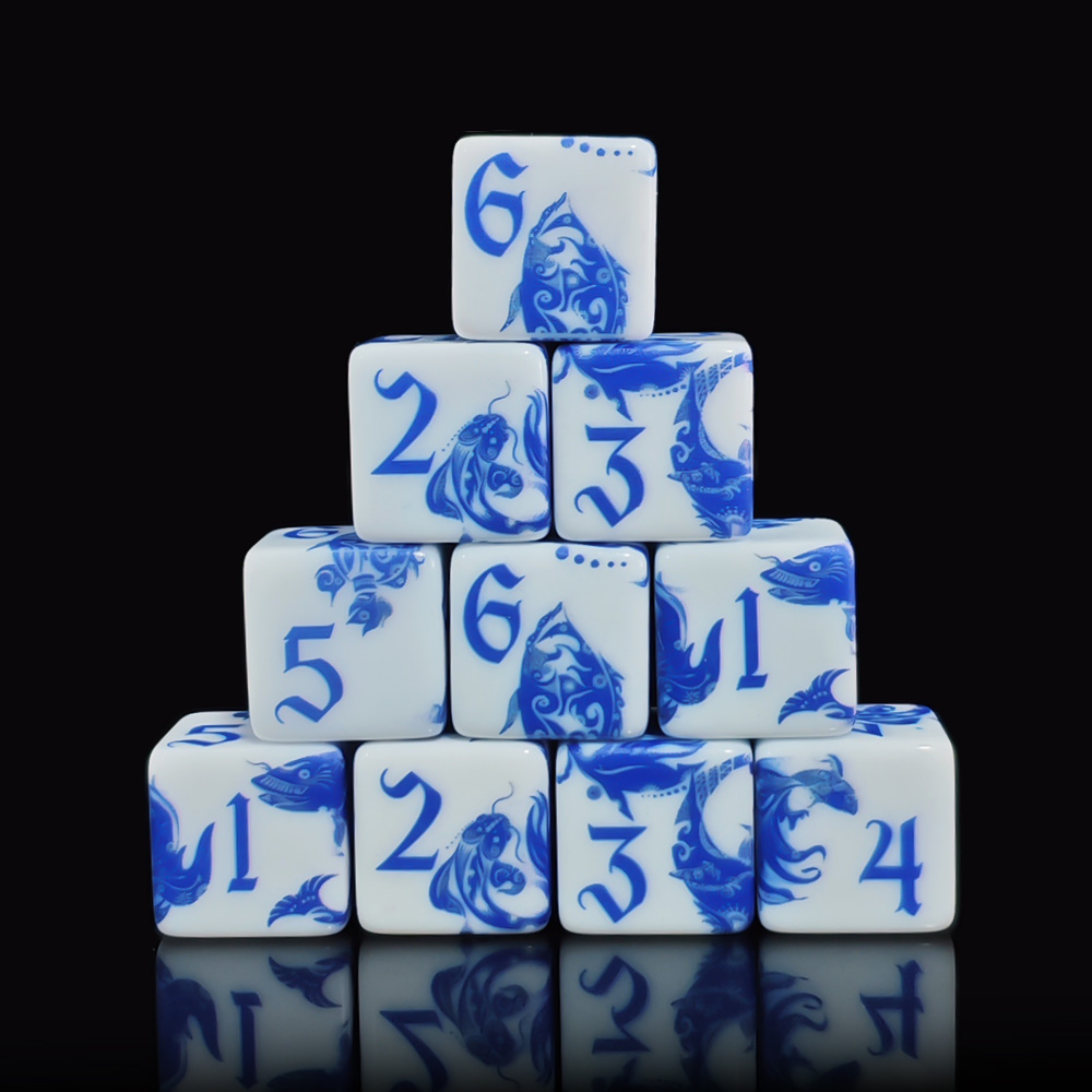 12 dados de porcelana azul y b - Board Game Arena reseña y precio